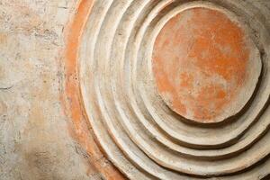 Sunlit circular patterns on ancient walls photo