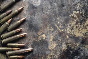 Ammunition on a weathered surface photo
