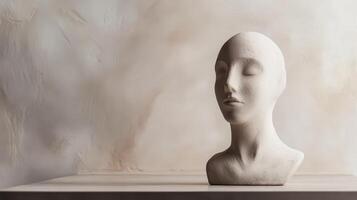 Elegant sculpture of a serene head on display photo