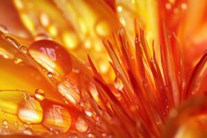 Droplets on a bright orange flower photo