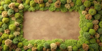 Vibrant Greenery Frame with a Natural Texture Background for Creative Designs and Presentations photo