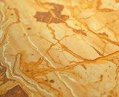 Close-up of natural marble surface with orange and brown vein patterns and unique textures photo