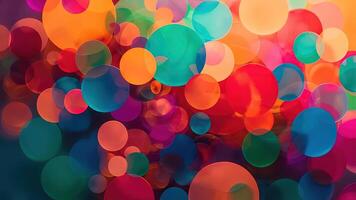 Colorful abstract circles background with vibrant overlapping floating bubbles or bokeh effect photo