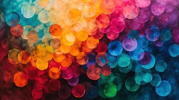 Abstract watercolor background featuring a vibrant array of overlapping colorful circular shapes photo