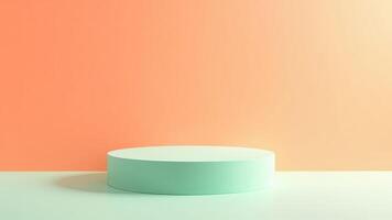 Minimalistic render of a pastel green cylinder podium for product display and modern presentation concepts photo