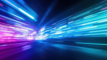 Dynamic abstract background with bright neon light streaks in vibrant blue and pink color palette photo