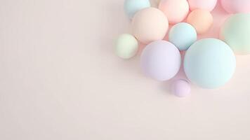 Pastel spheres arranged in a minimalist composition of soft colors and geometric shapes photo