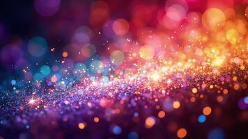 Abstract festive background with bokeh and glittering light effects in vivid colors photo