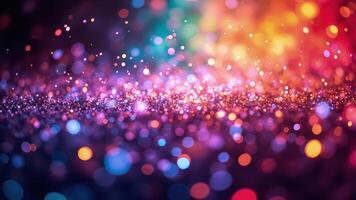 Vibrant abstract bokeh background with shimmering light and playful colorful orbs photo