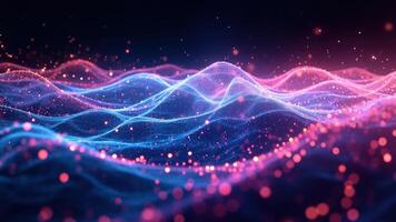 Abstract digital wave pattern glowing with bright pink and blue light effects photo