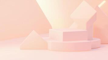 Soft pastel peach geometric shapes product display stage for elegant presentation and branding photo