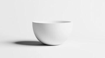White Ceramic Bowl Minimalist Style High-resolution Studio Lighting, Side Profile View Smooth Surface, Empty Vessel Neutral Background, Pure White Mood, Perfect for Product Catalogs photo