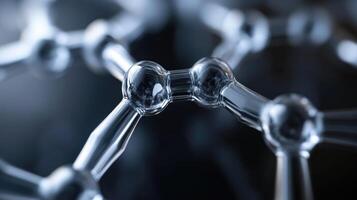 Closecup of a molecular structure. Detailed illustration of atomic bonds photo