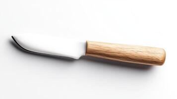 Ceramic Knife Wooden Handle Minimalist Design HighcResolution Studio Lighting Horizontal Product Shot Detail Clean Lines Sharp Object White Background Pure White tones Kitchenware Catalog photo
