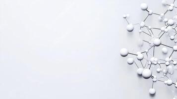 Abstract molecular structure on a light background. Complex network of interconnected spheres photo