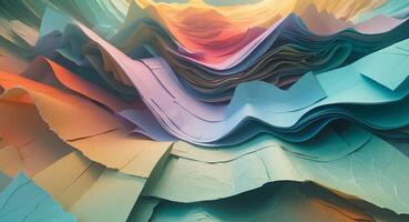 A colorful abstract art piece with many different colored papers photo