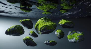 A group of rocks floating in the air photo