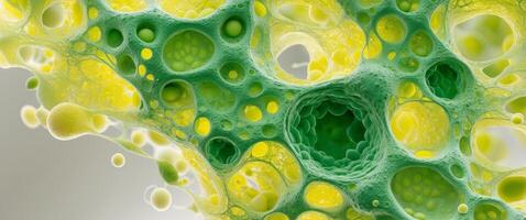 Abstract Interconnected Cellular Structure in Green and Yellow Tones, Macro Detail photo