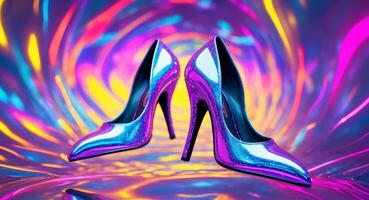 A pair of high heels on a colorful background photo