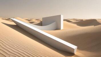 A white object in the middle of a desert photo