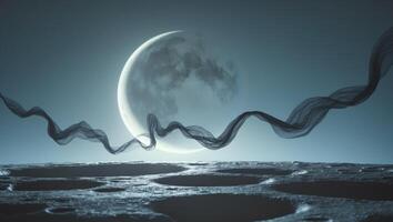 A moon with a wave in the sky photo