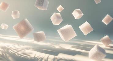 Sugar cubes floating in the air photo