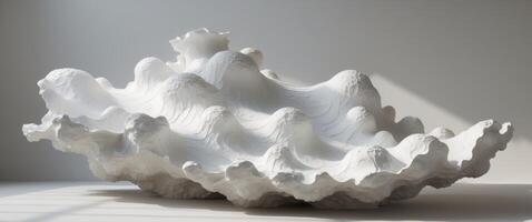A sculpture made out of white clay that looks like a shell photo