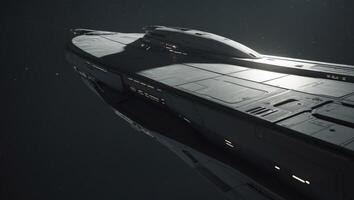 A futuristic spaceship in space with stars photo