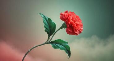 Single Red Carnation Bloom. A Study in Color and Form, Serene Floral Composition photo