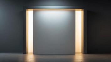 An open door in a dark room with light coming from it photo