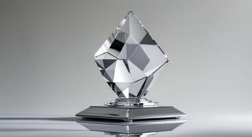 Crystal Award on a Chrome Base. A Symbol of Excellence, Achievement, and Success. photo