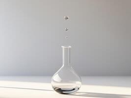 Liquid Droplets Falling Into Scientific Flask in a Clean, Minimalist Setup. photo