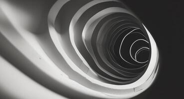 Abstract Monochrome Tunnel. A Captivating Study in Light, Shadow, and Circular Forms photo