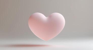 Soft Pink Heart Floating in Muted Gray Background, Symbolizing Love and Affection. photo