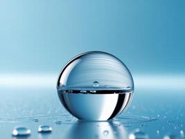 Water Globe. A Captivating Image of Purity, Reflections, and Serenity in Blue Tones. photo