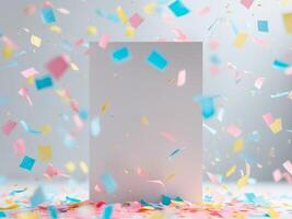 Festive Confetti Background with Copy Space for Celebrations, Events, and Parties photo