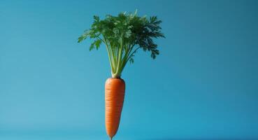 A Single Carrot Standing Tall, Featuring its Vibrant Color and Healthy Green Top. photo
