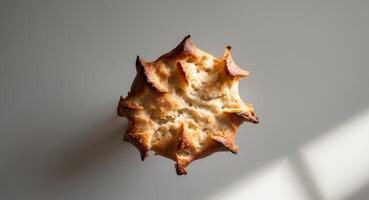 Delicious Homemade Bread Crown Displayed on a Plain Surface with Natural Lighting. photo