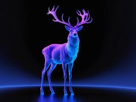 Neon Deer in the Dark. A Striking Image of Wildlife in a Futuristic Setting. photo