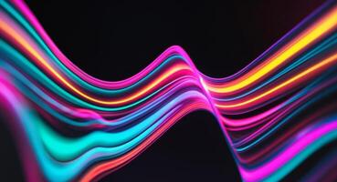 Abstract Colorful Light Streaks on Dark Background, Flowing Energy Concept. photo