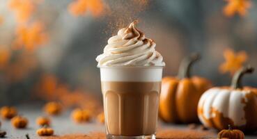 Pumpkin Spice Latte with Whipped Cream and Cinnamon. A Perfect Autumn Beverage photo