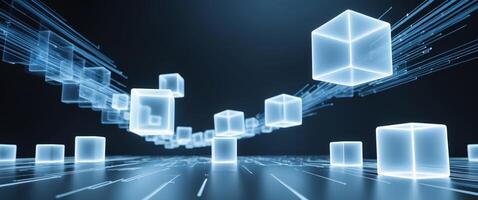Abstract Cubes in a Cybernetic Space. Digital Innovation and Technological Advancement photo
