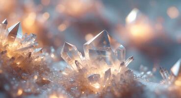 Crystals are shown in a field of snow photo