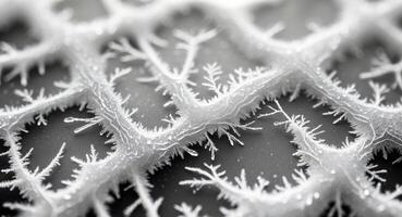 A close up of a white frosted surface photo