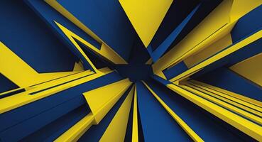 Abstract Geometric Composition. Striking Yellow and Blue Shapes Creating a Dynamic Design. photo