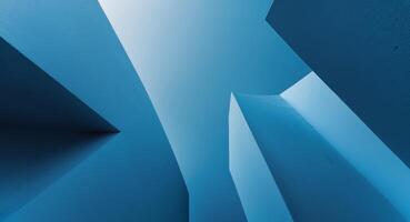Abstract Architecture. Blue Geometric Shapes Against Sky, Clean Lines, Modern Design. photo