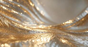 Abstract Golden Waves, A Shimmering Surface of Metallic Light and Shadow photo