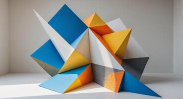Geometric Abstraction. An Interlocking Composition of Colorful Triangular Forms. photo