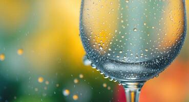 A glass of wine with water droplets on it photo
