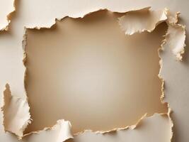 Torn Paper Hole, Revealing a Beige Background, Abstract Paper Texture Concept. photo
